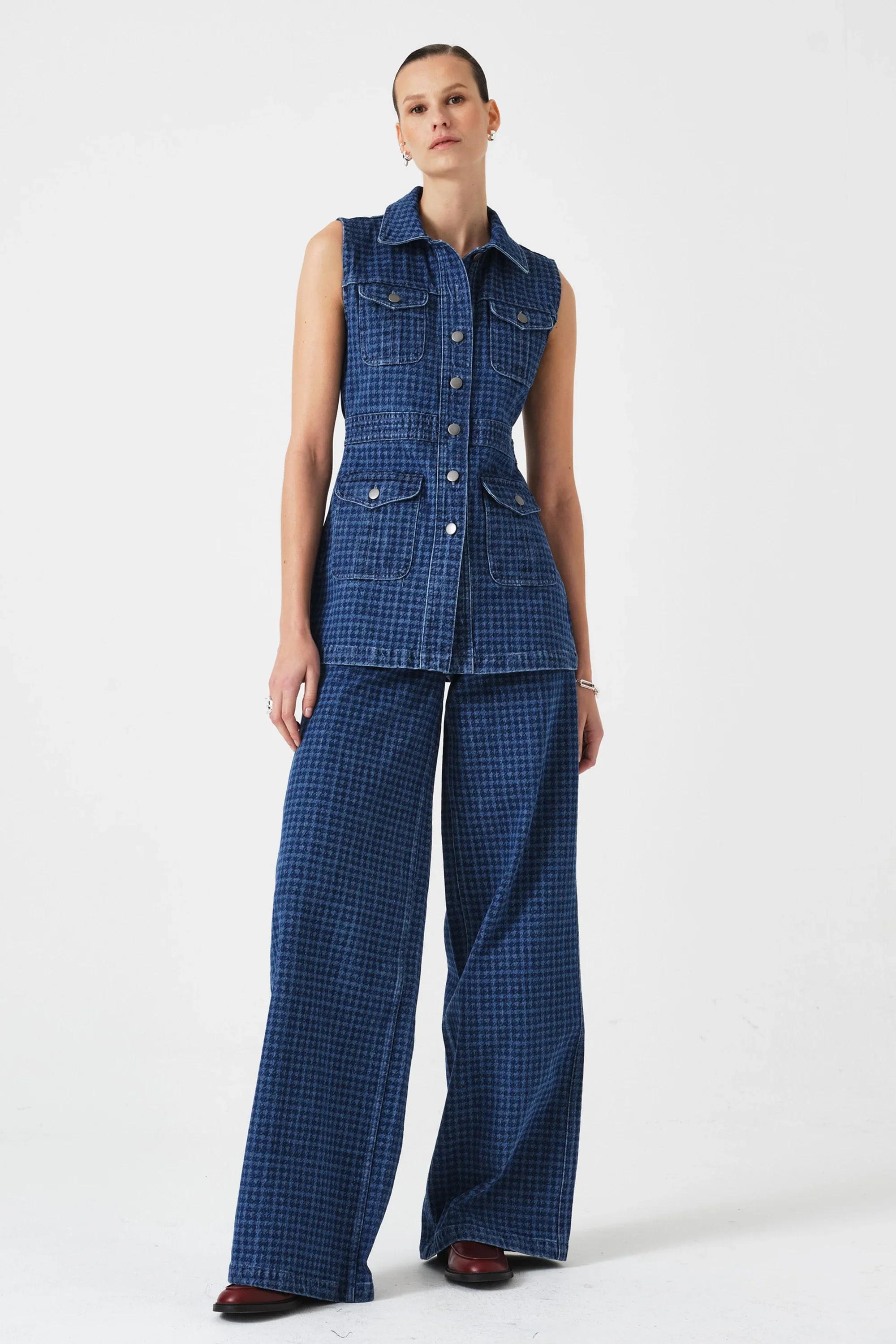 Seventy + Mochi Ani Denim Vest - Houndstooth Idaho - Image 3