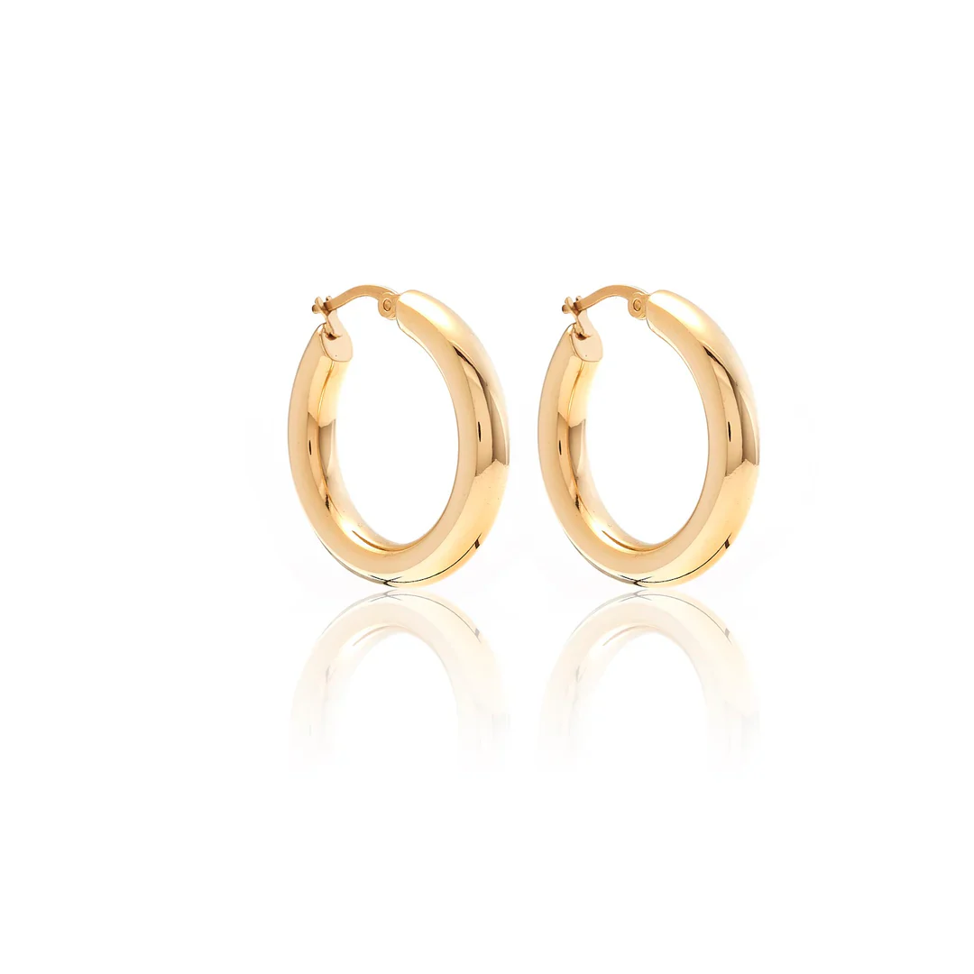 Silk & Steel Halo Hoop Earrings Large - Gold - Image 4