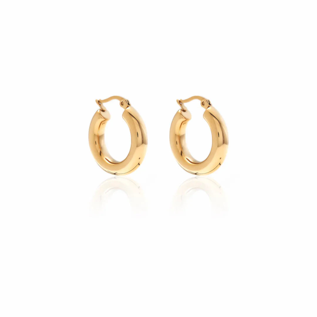 Silk & Steel Halo Hoop Earrings Medium - Gold