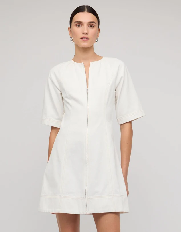 Staple The Label Zenith Denim Mini Dress - Off White - Image 3