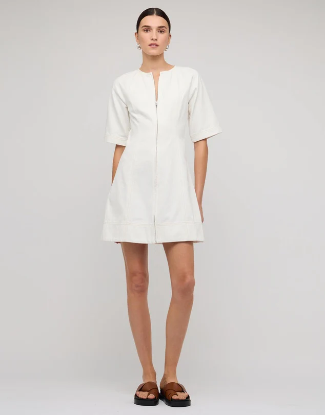 Staple The Label Zenith Denim Mini Dress - Off White - Image 5
