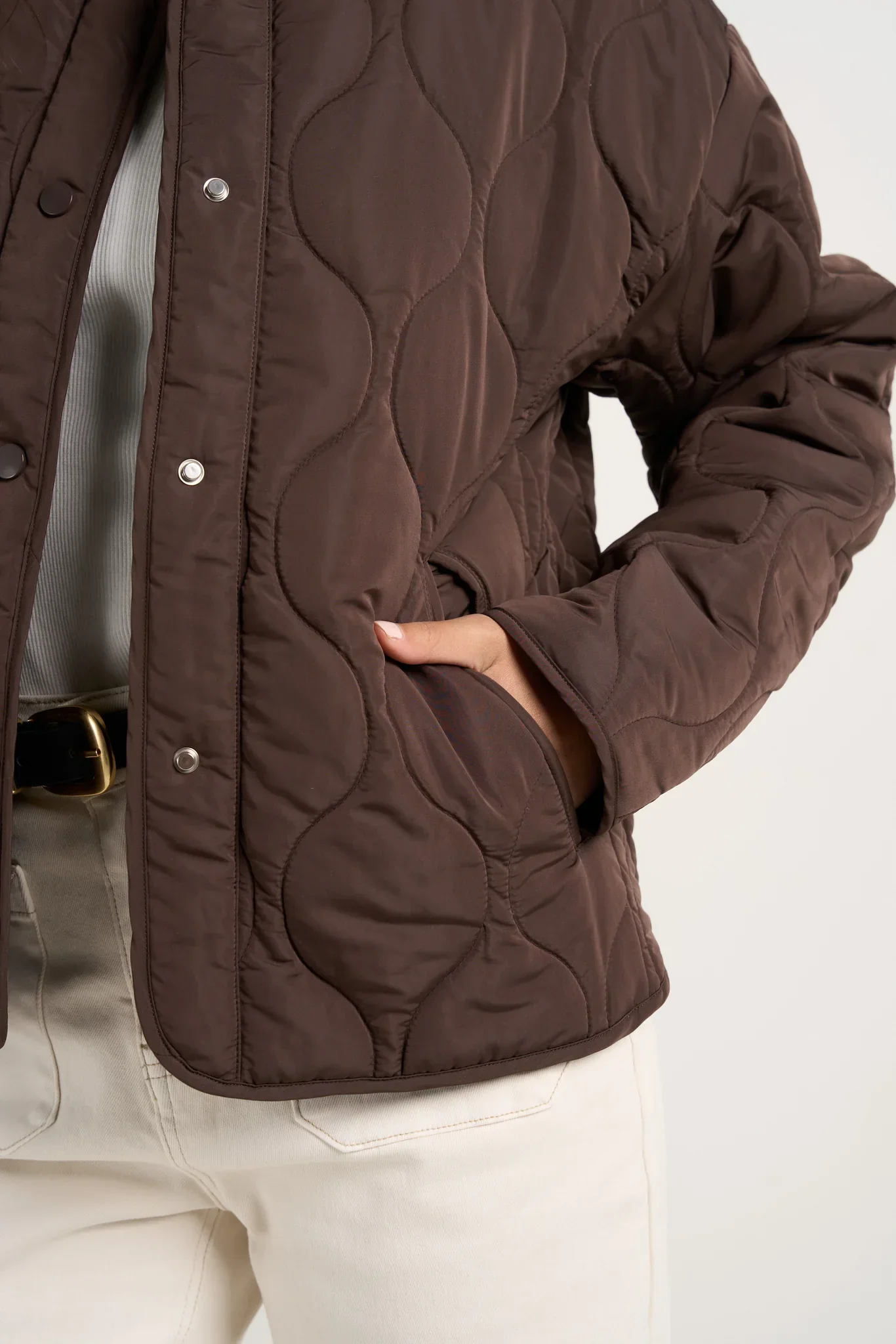 Stories Be Told Apex Collarless Puffer Jacket - Chocolate - Image 7