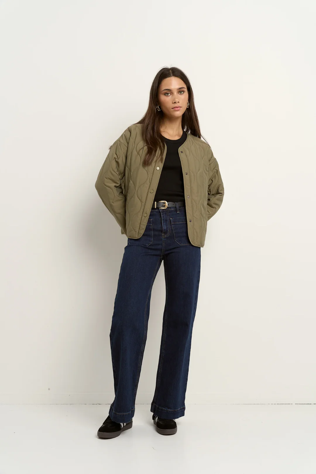 Stories Be Told Apex Collarless Puffer Jacket - Olive - Image 5