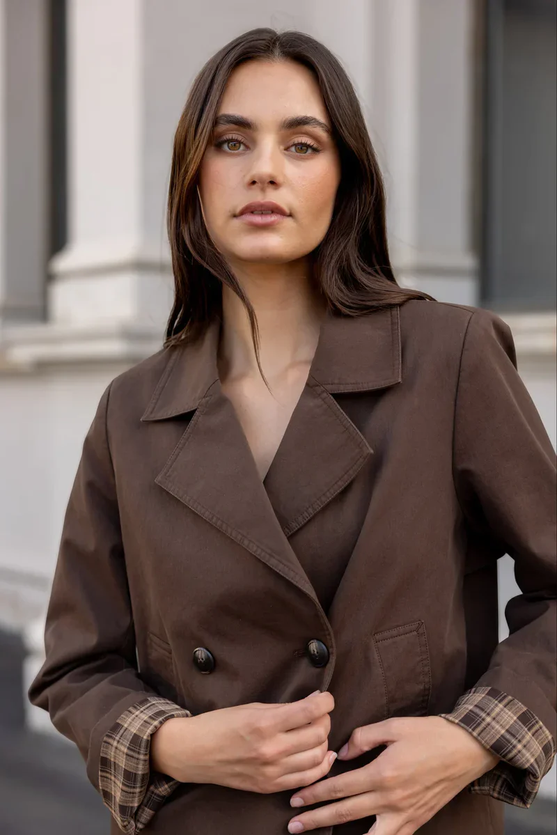 Stories Be Told Pathway Cropped Trench - Chocolate