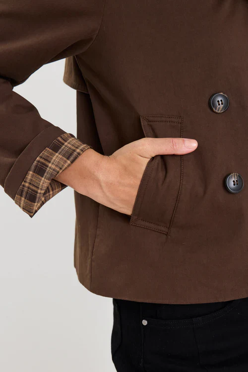 Stories Be Told Pathway Cropped Trench - Chocolate - Image 5