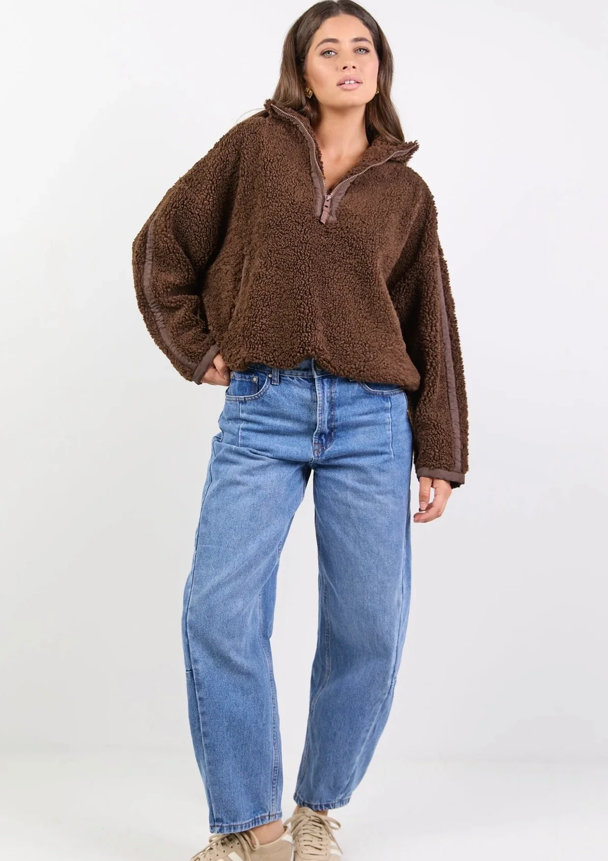 Stories Be Told Untold Quarter Zip Sherpa Sweatshirt - Chocolate Arriving Monday - Image 4