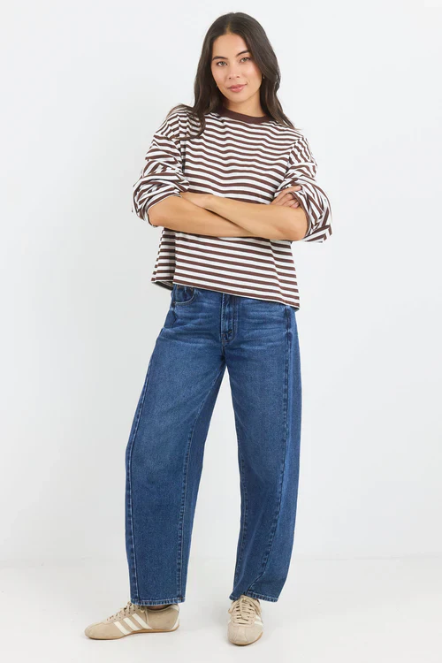 Stories Be Told Unite Stripe Long Sleeve - Chocolate - Image 2