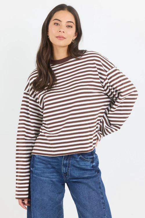 Stories Be Told Unite Stripe Long Sleeve - Chocolate - Image 5