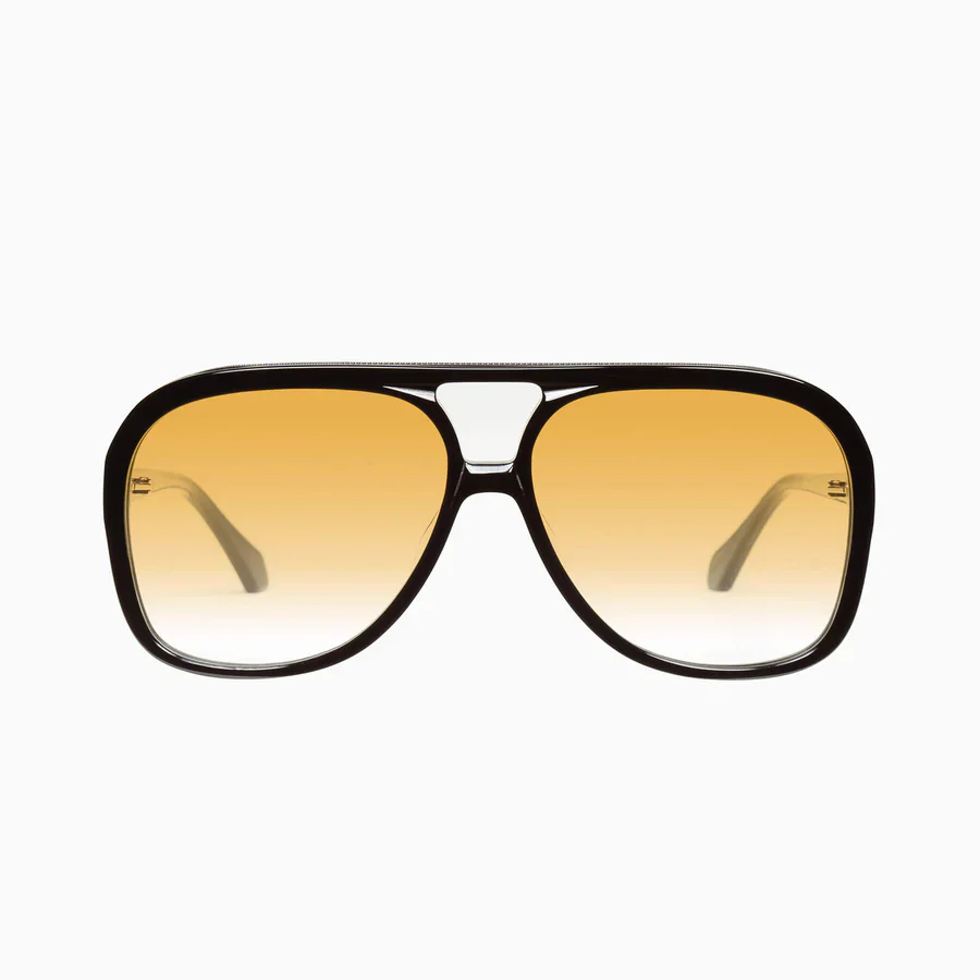 Valley Eyewear Bang Gloss Black w. Matte Black Metal / Orange Gradient Lens