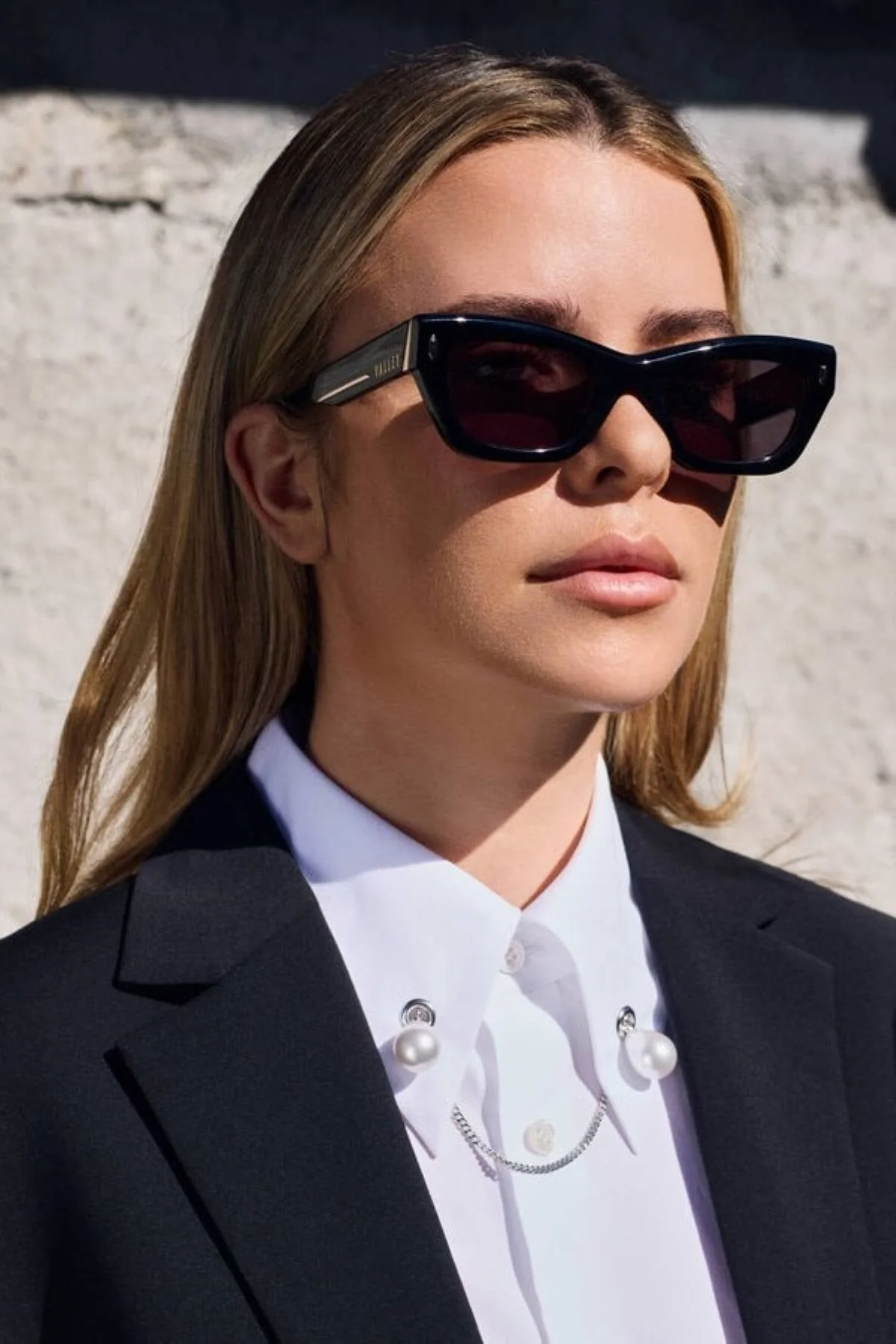 Valley Eyewear Delancey - Gloss Black with Gold Metal Trim / Black Lens - Image 2