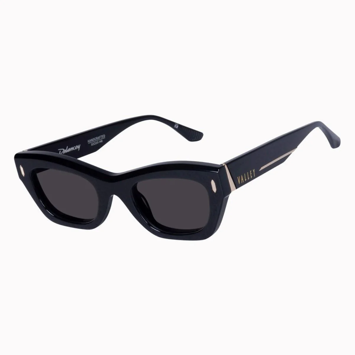 Valley Eyewear Delancey - Gloss Black with Gold Metal Trim / Black Lens - Image 3