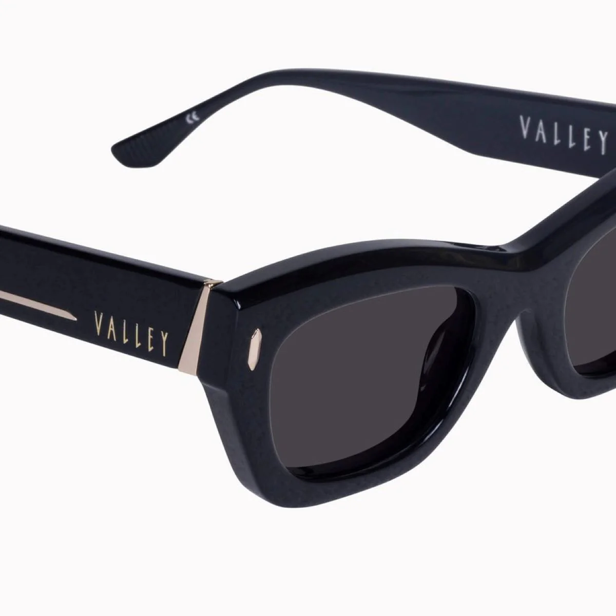 Valley Eyewear Delancey - Gloss Black with Gold Metal Trim / Black Lens - Image 4
