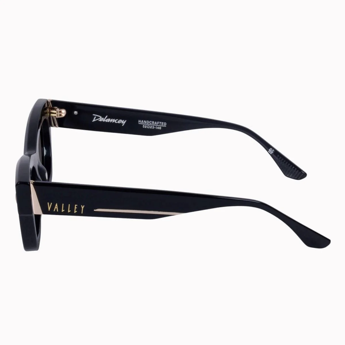 Valley Eyewear Delancey - Gloss Black with Gold Metal Trim / Black Lens - Image 5
