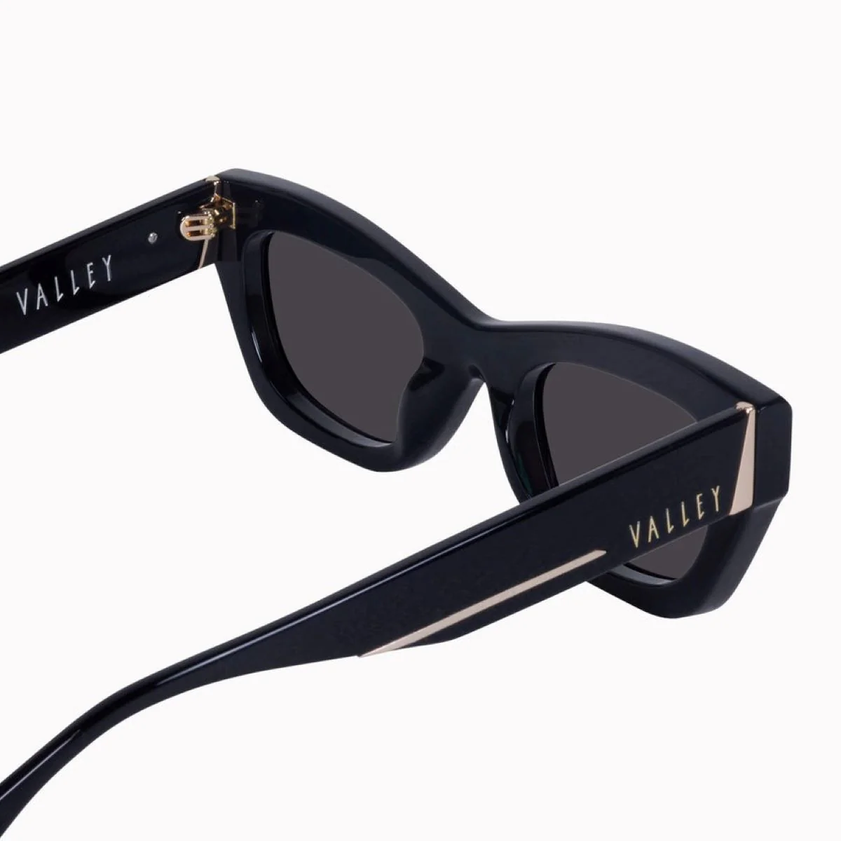 Valley Eyewear Delancey - Gloss Black with Gold Metal Trim / Black Lens - Image 6