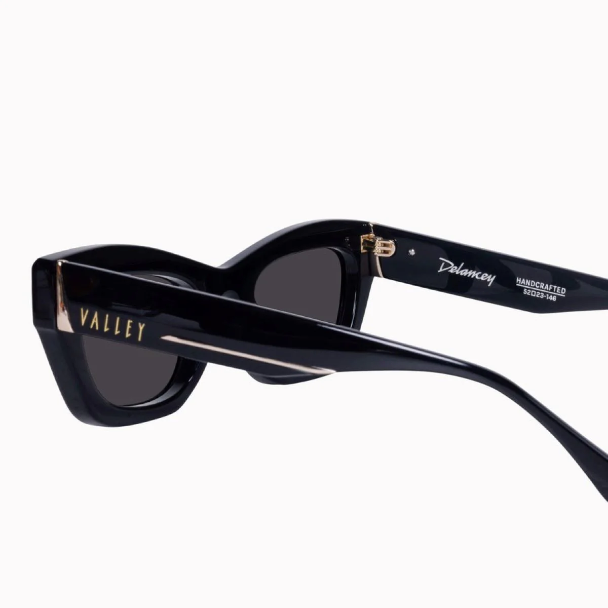 Valley Eyewear Delancey - Gloss Black with Gold Metal Trim / Black Lens - Image 7