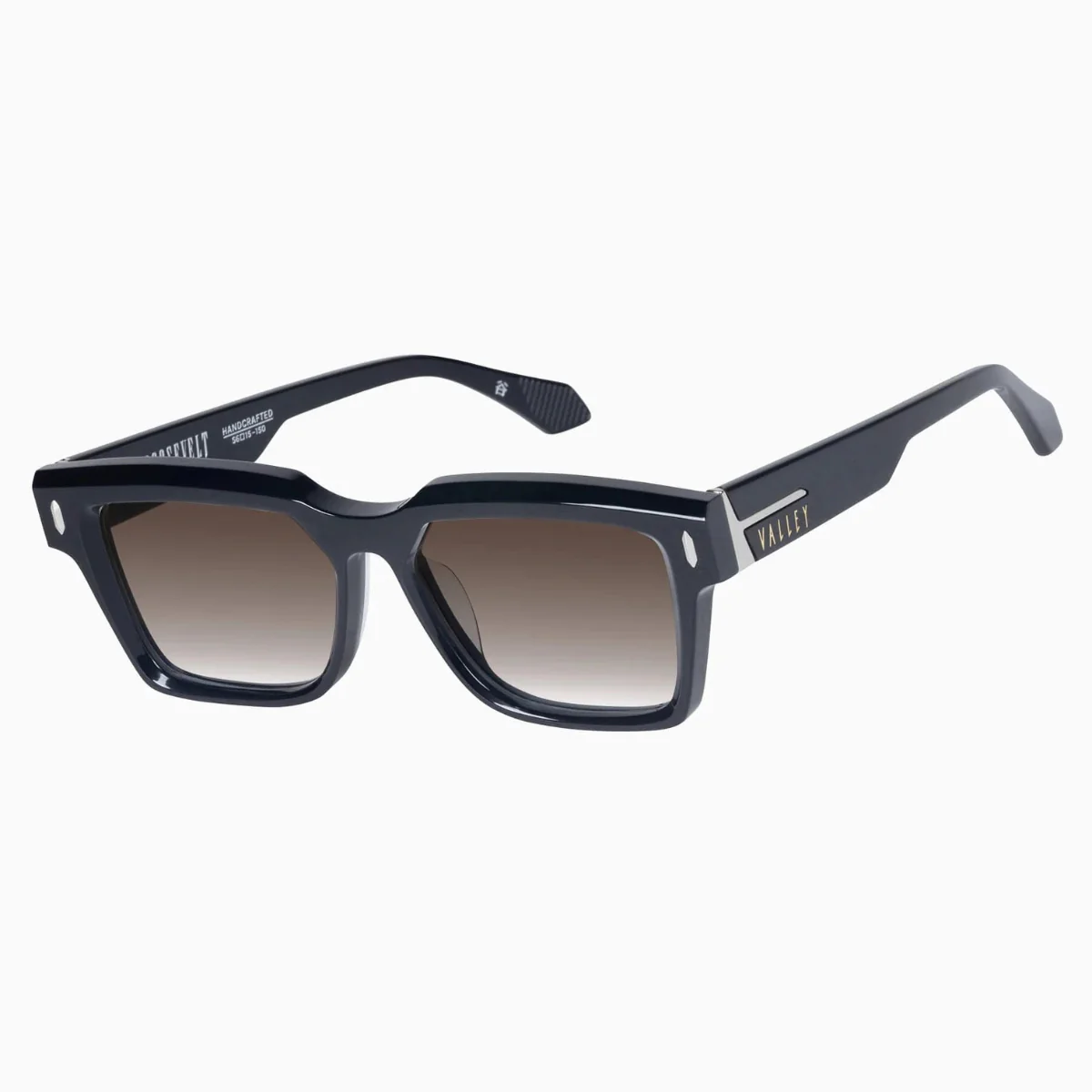 Valley Eyewear Roosevelt - Gloss Black w. Silver Metal/Brown Gradient Lens - Image 2
