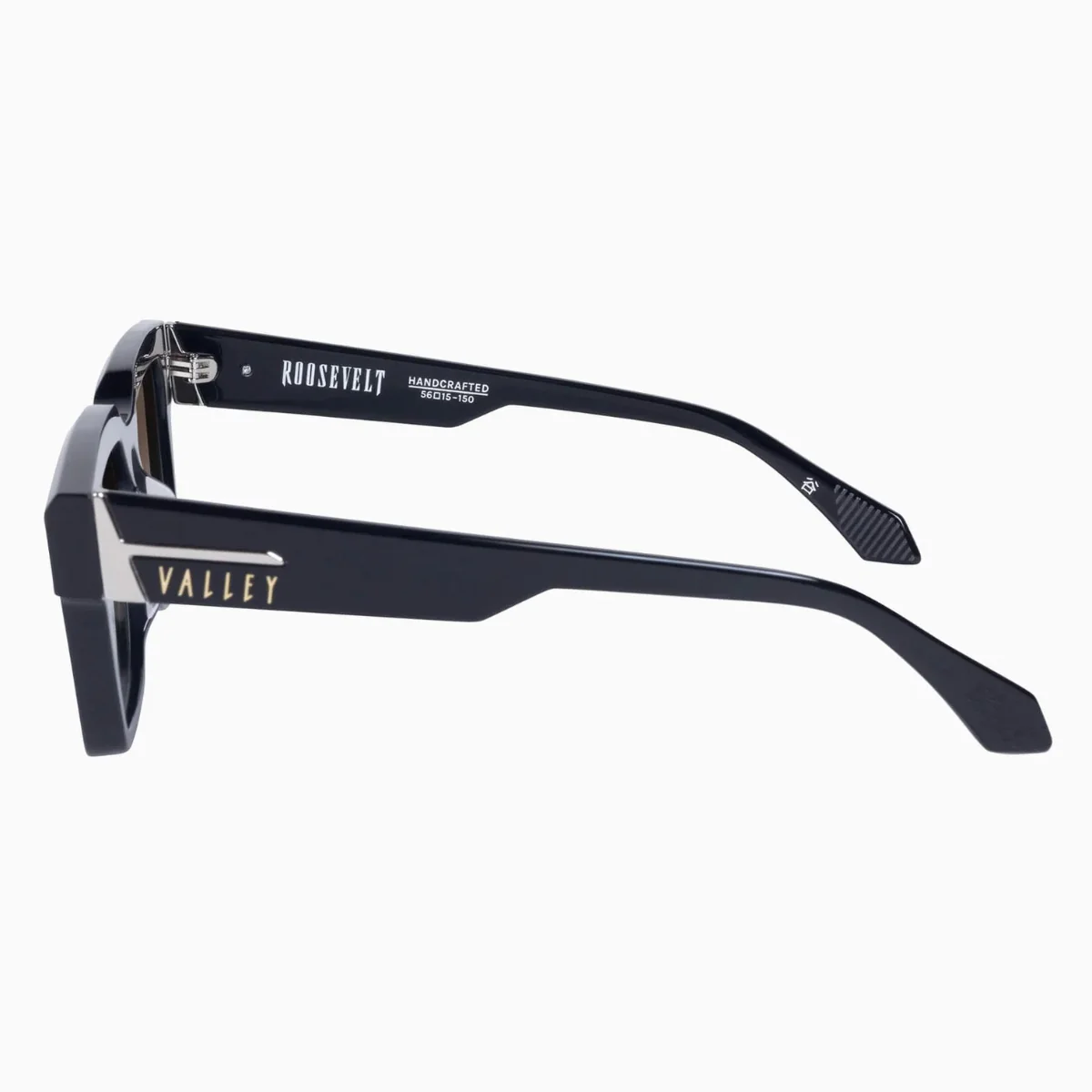 Valley Eyewear Roosevelt - Gloss Black w. Silver Metal/Brown Gradient Lens - Image 3