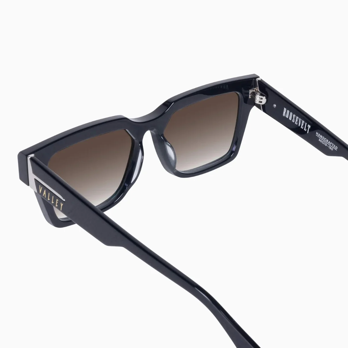 Valley Eyewear Roosevelt - Gloss Black w. Silver Metal/Brown Gradient Lens - Image 5