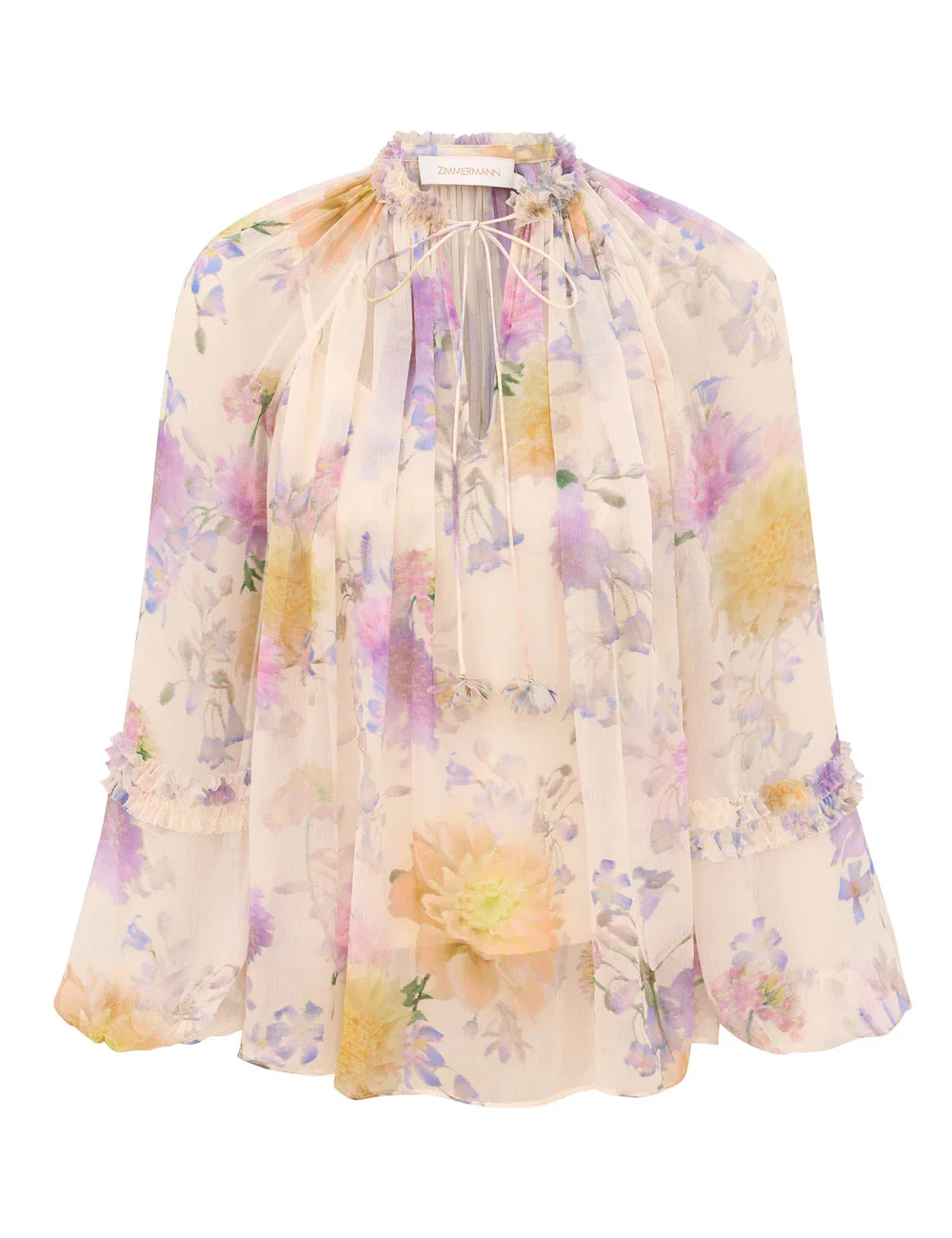 Zimmermann Luna Ruffle Billow Blouse - Cream Dahlia - Image 4