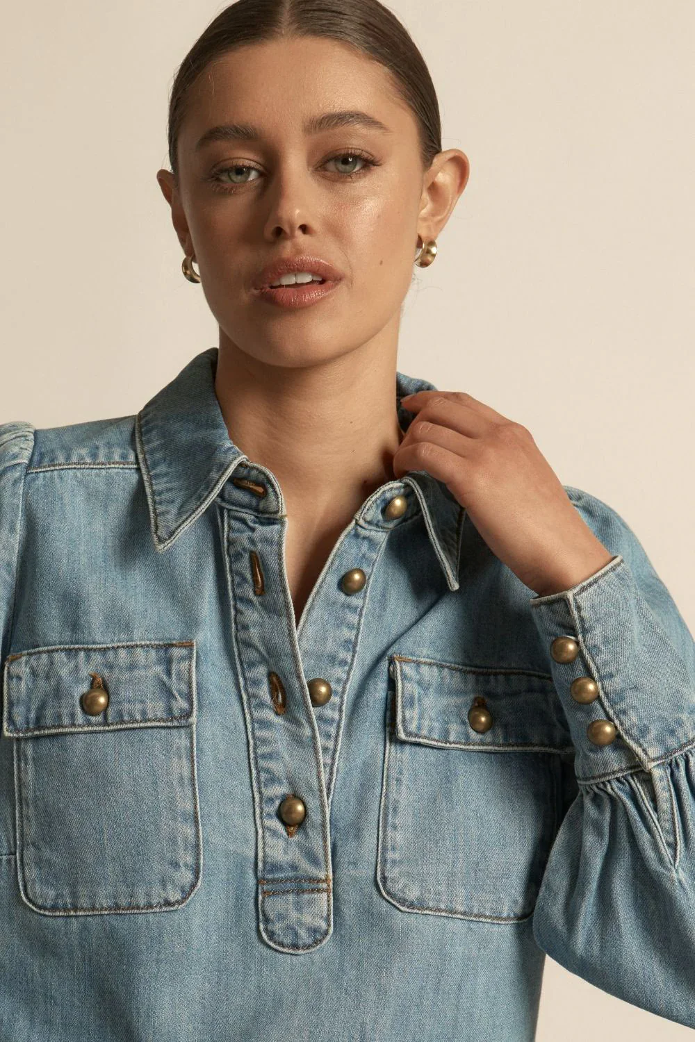 Zoe Kratzmann Resonate Top - Light Washed Denim - Image 3
