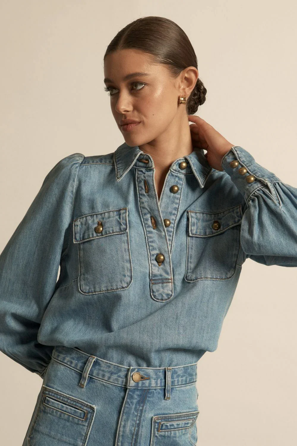 Zoe Kratzmann Resonate Top - Light Washed Denim - Image 4