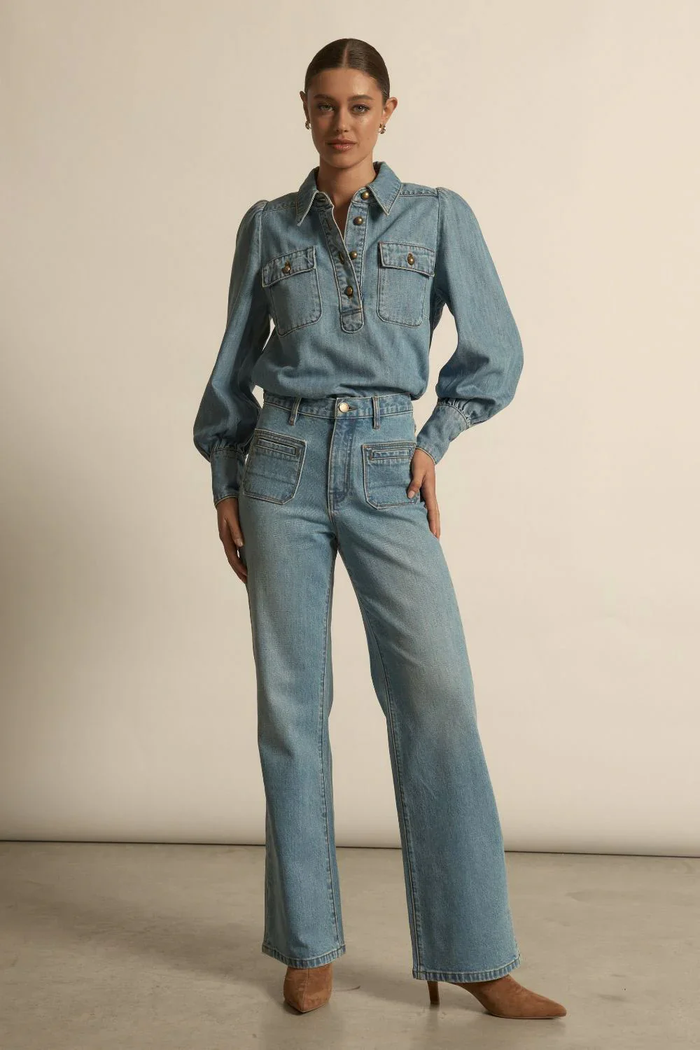 Zoe Kratzmann Resonate Top - Light Washed Denim - Image 6